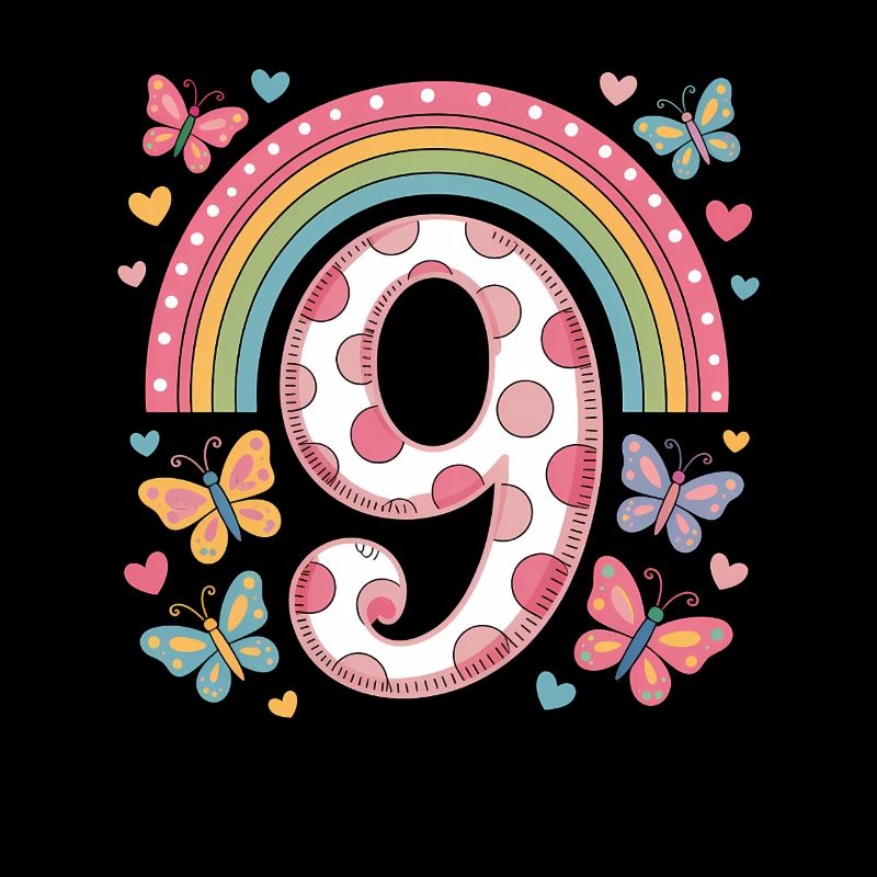 Regenbogen Schmetterling 9. Geburtstag Mädchen