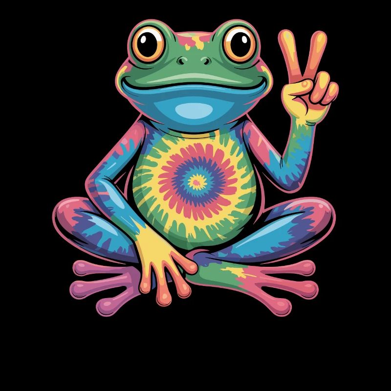 Frog Tie-Dye Hippie Peace Sign