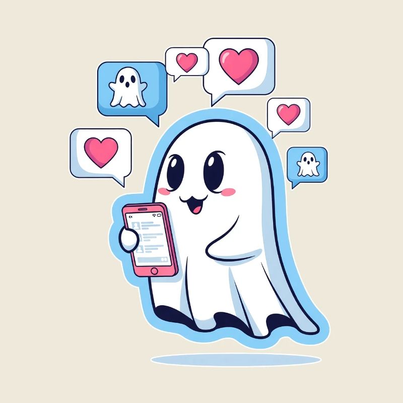 Fantôme mignon avec smartphone