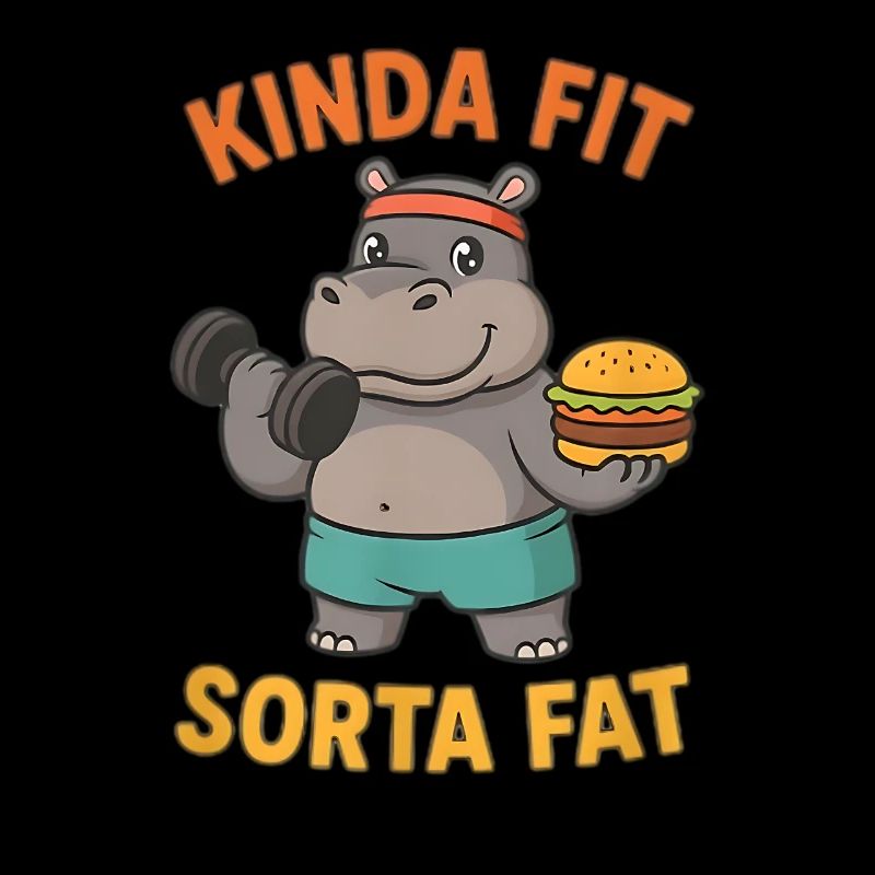 Kinda Fit Sorta Fat Drôle Gym Mignon Hippopotame Rétro