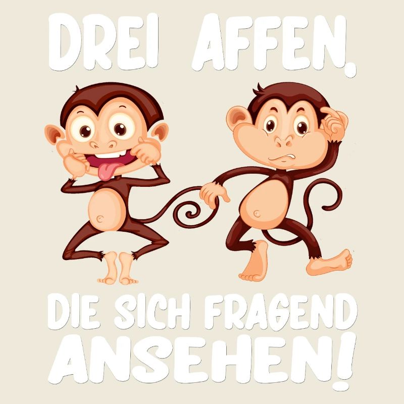 Three monkeys looking at each other questioningly Funny