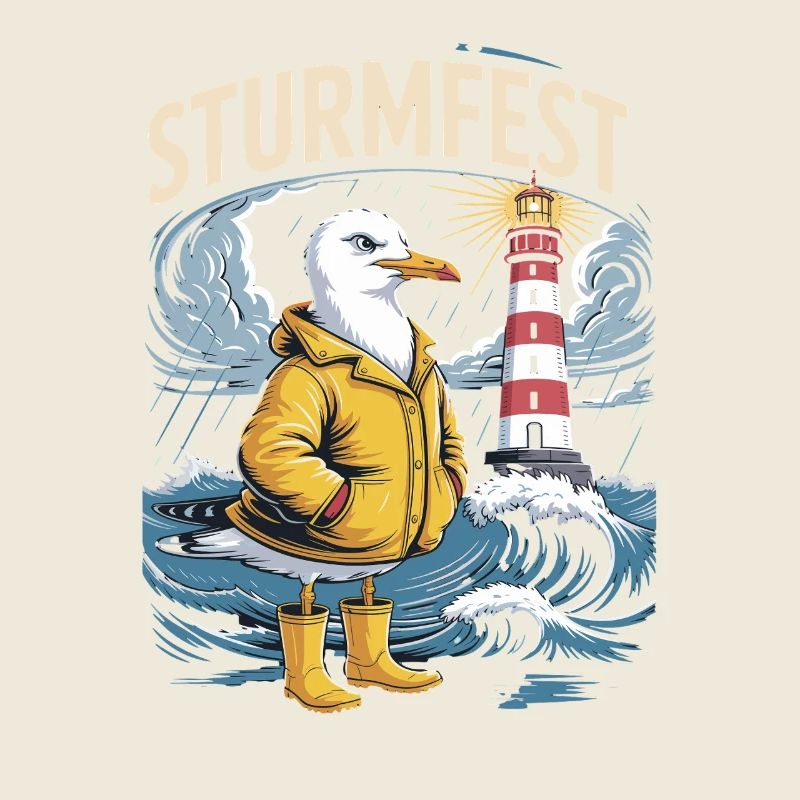 Storm Seagull at the Lighthouse Maritime North Sea