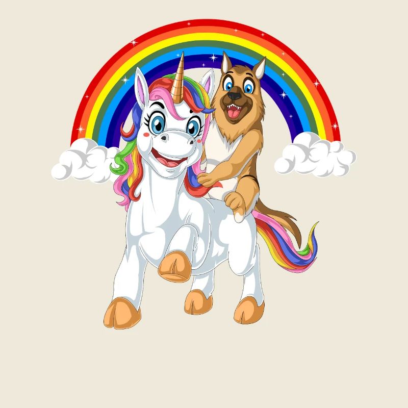 Deutscher Schäferhund auf Einhorn