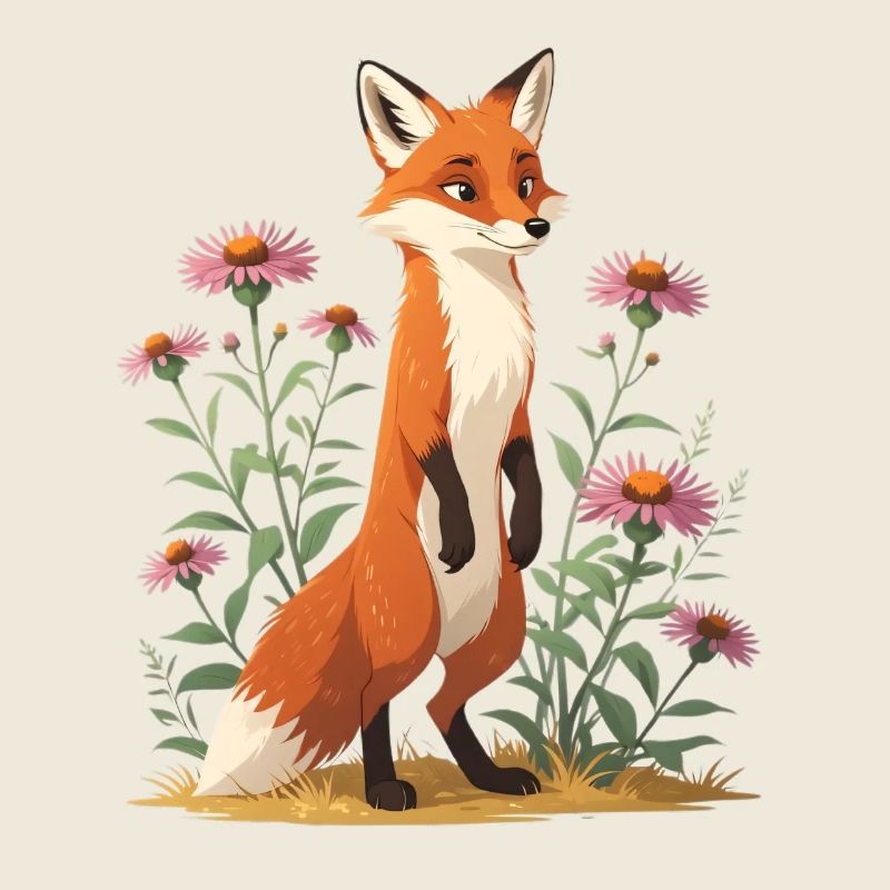 Fox with floral pattern illustration