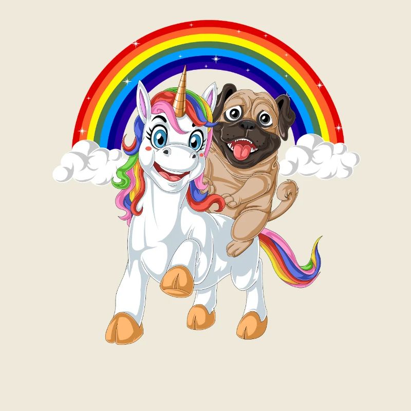 Mops Reiten Einhorn