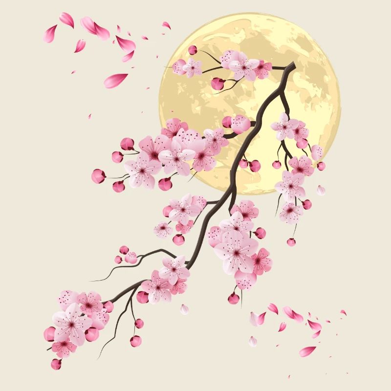 Vollmond mit Kirschblüte