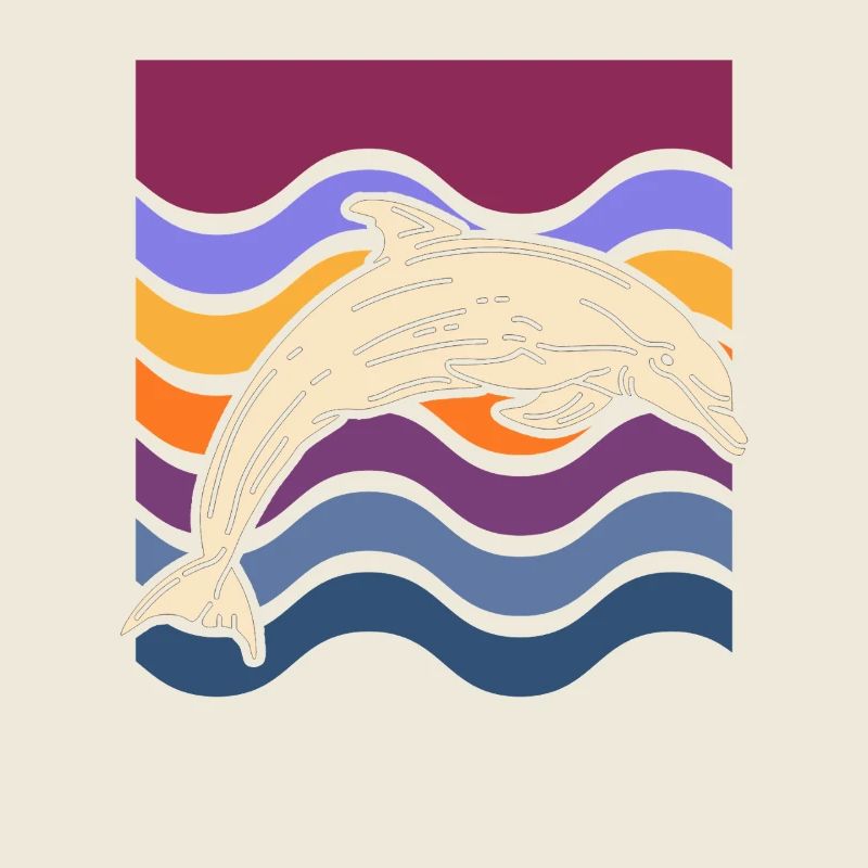Dolphin on colored waves