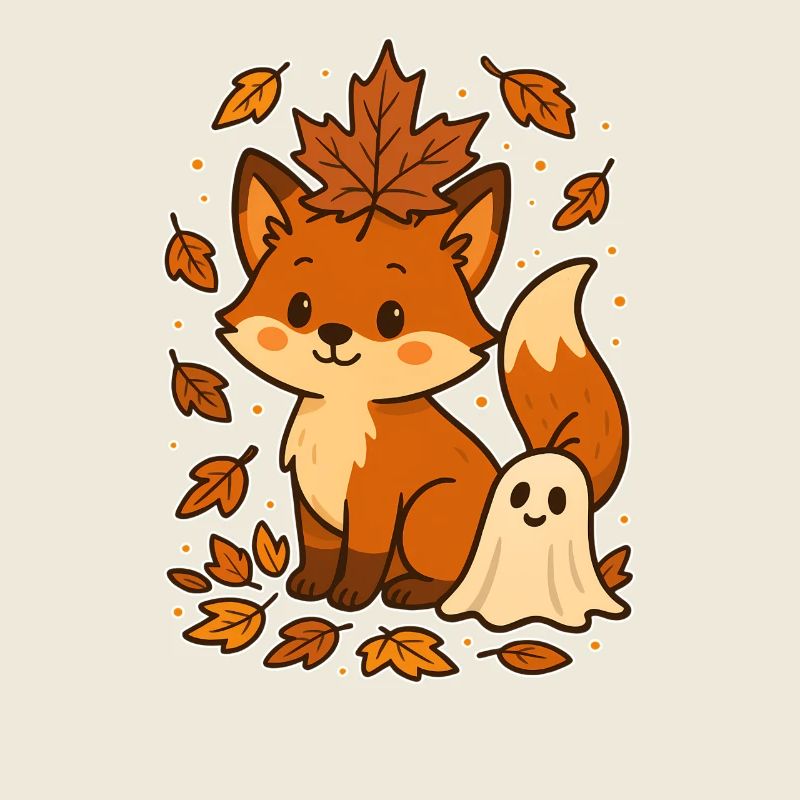 Herbstlicher Fuchs mit Blättern
