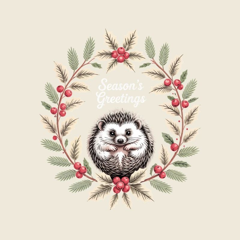 Seasons Greetings Igel Weihnachtskranz Winter