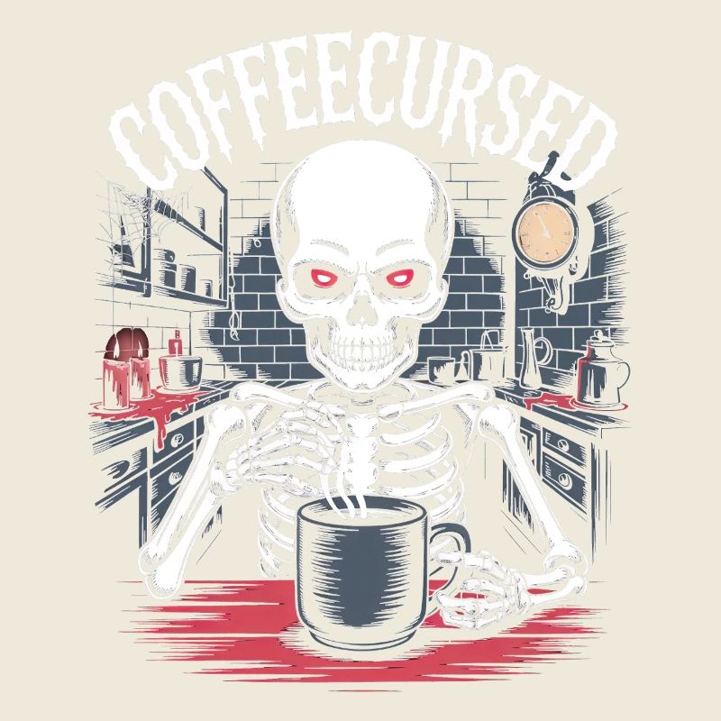 Coffee Cursed Skeleton Brewing Spooky Halloween