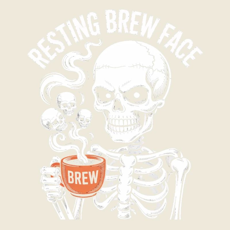 Resting Brew Face Skeleton Coffee Halloween