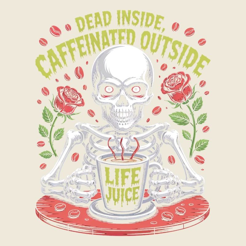 Dead Inside Caffeinated Outside Skeleton Coffee