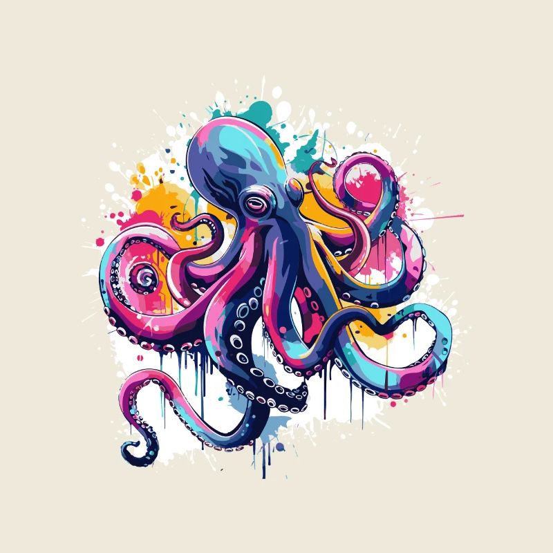 Bunter Oktopus Farbspritzer