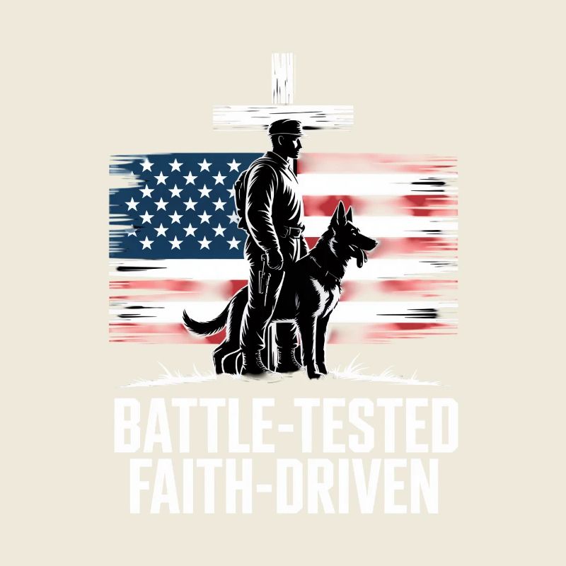 Combat testé Faith Driven Soldier Dog Flag