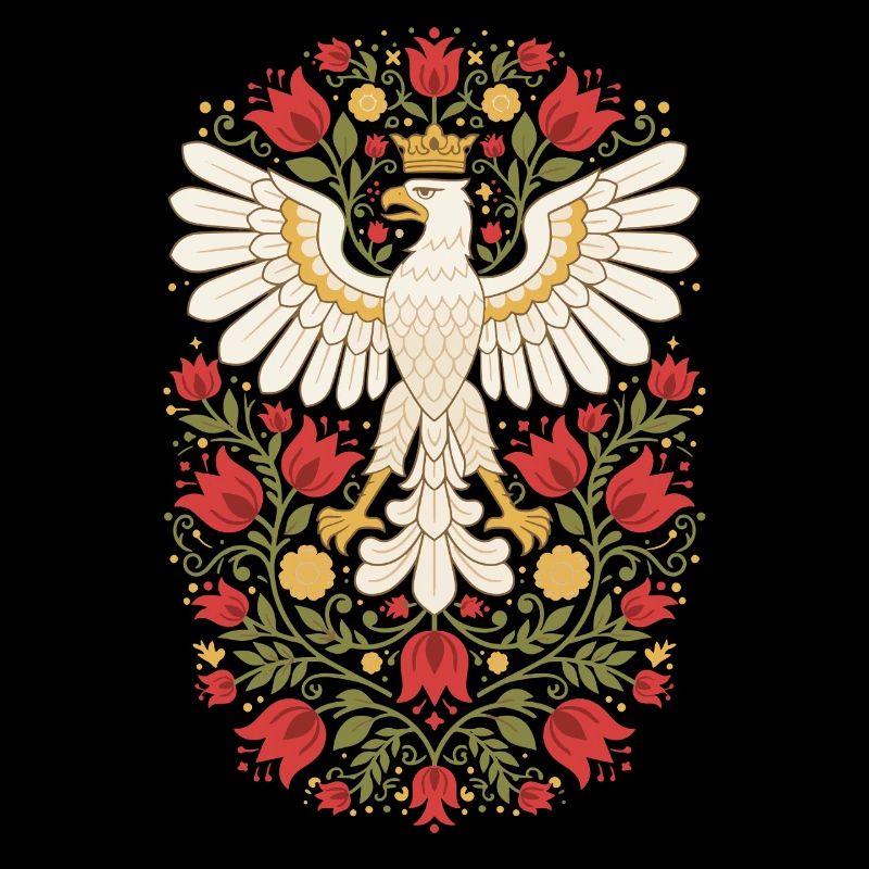 Polish Eagle Folk Floral Art