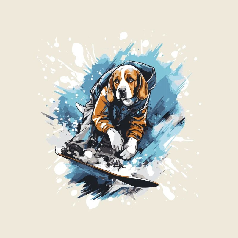 Beagle Hund Snowboard