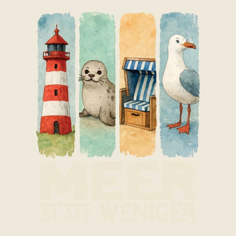 Moin Leuchtturm Robbe Strandkorb Möwe Küste