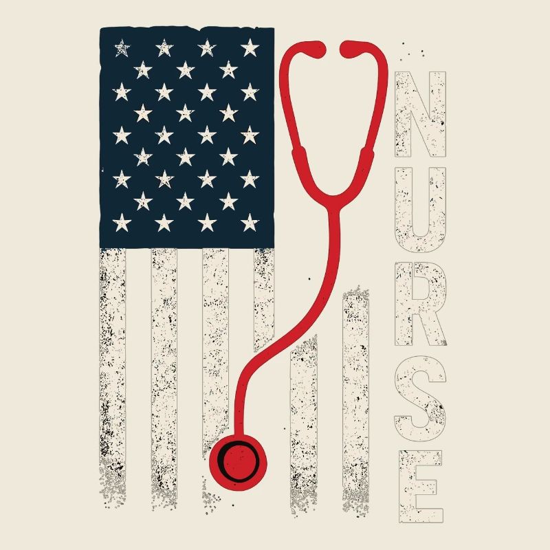 Drapeau américain infirmière stéthoscope style vintage