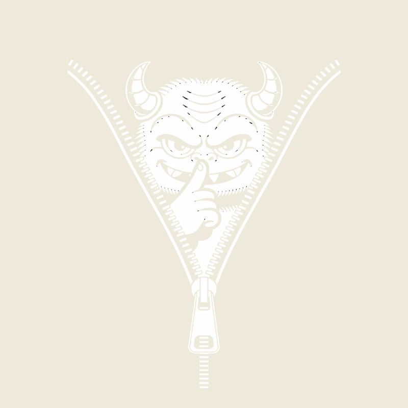 Diable coquin caché derrière une fermeture éclair