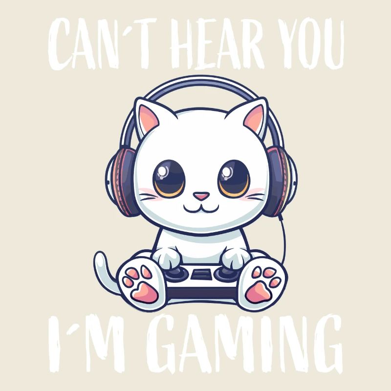 Gaming Katze mit Kopfhörern