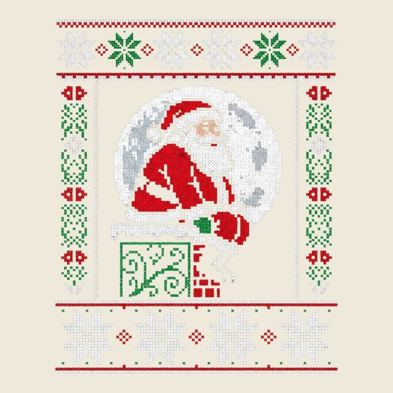 Weihnachts-Pixelkunst-Weihnachtsmann auf Kaminsims