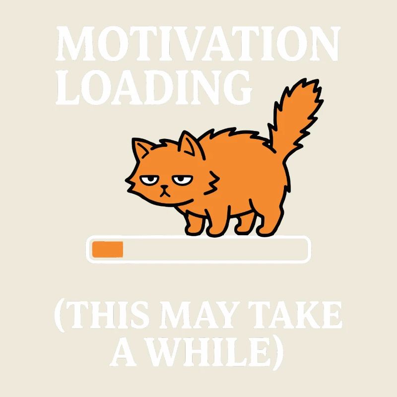 Motivation Loading Tired Cat with Loading Bar