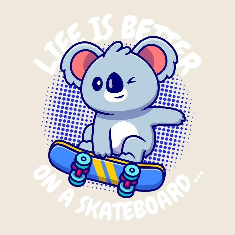Koala Skateboard Lebensfreude
