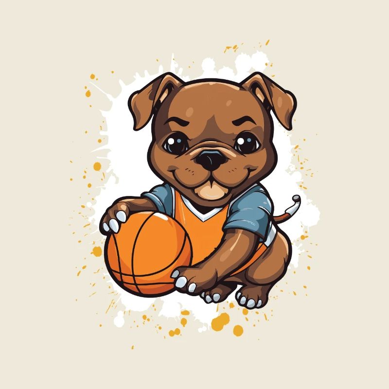 Chien de basket dans un style de bande dessinée