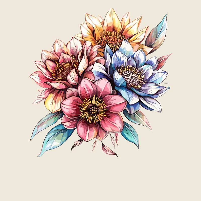 Bouquet de fleurs aquarellées