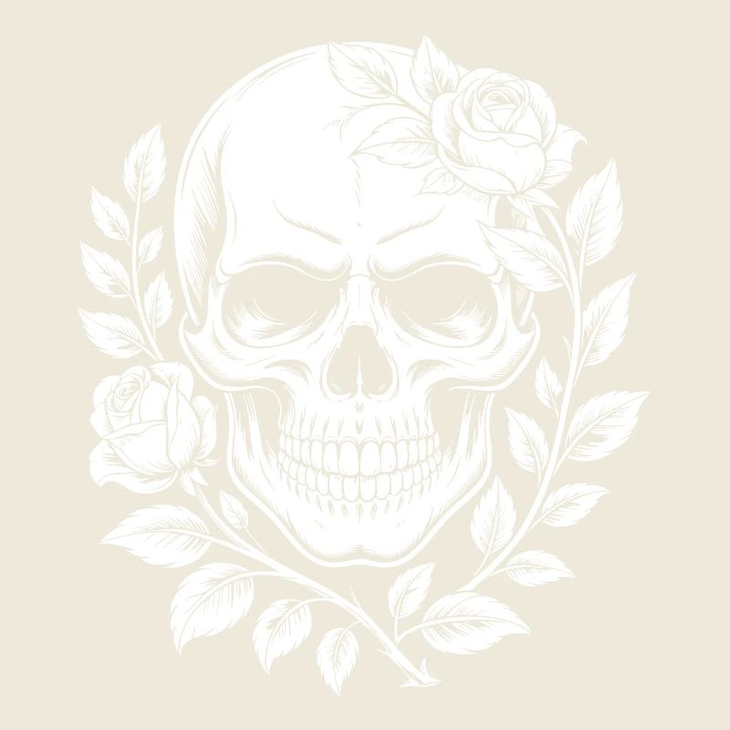 Skull with Flower Wreath
