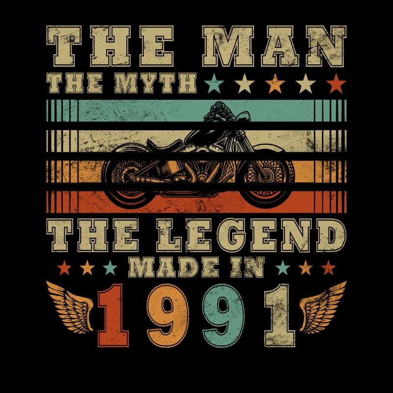 Vintage Motorrad 1991 Retro Geburtstagsgeschenk