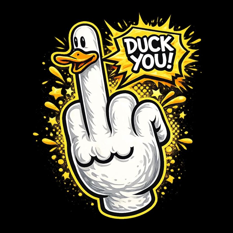 Duck You Comic Style Middle Finger Duck
