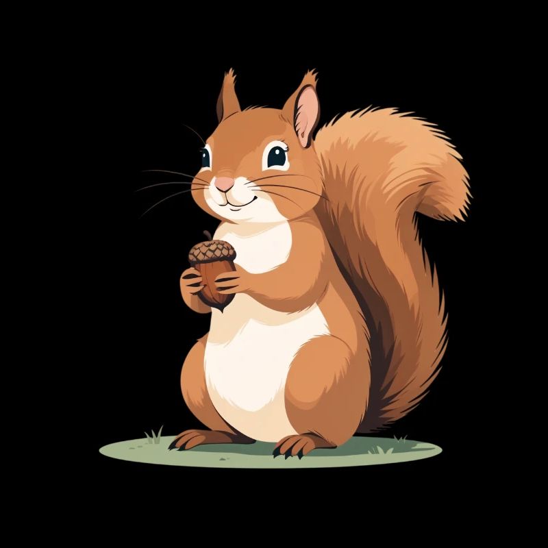 Eichhörnchen mit Eichel Karikatur