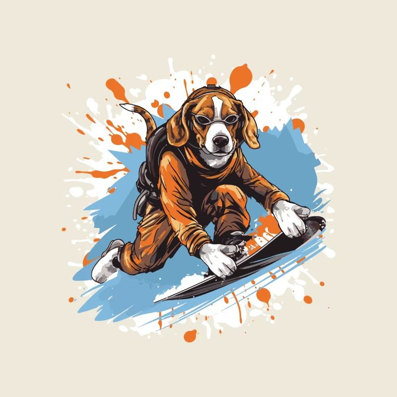 Beagle Hund Snowboard