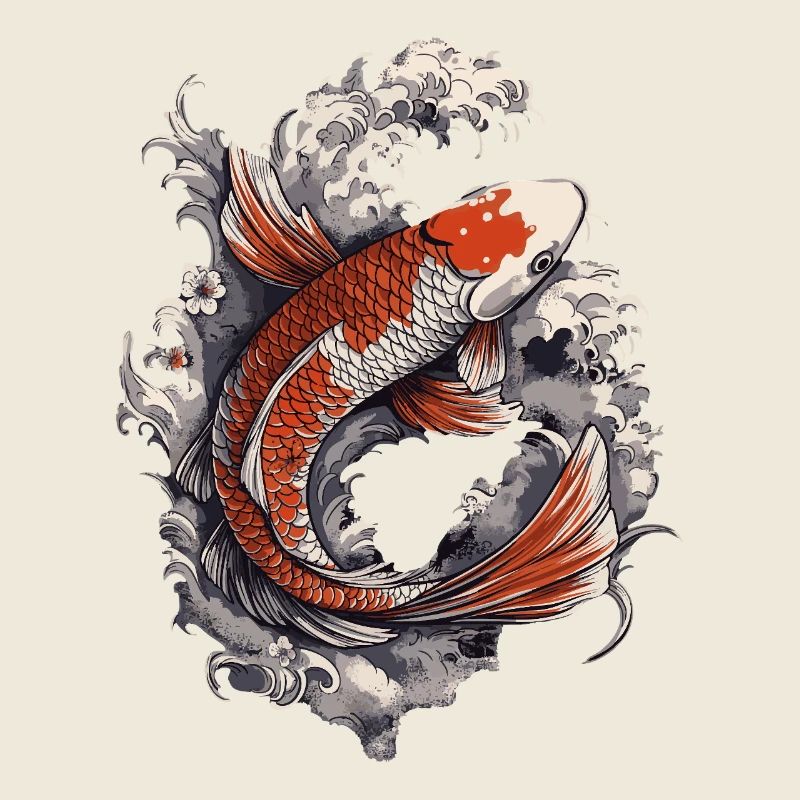 Koi dans la ruée des vagues