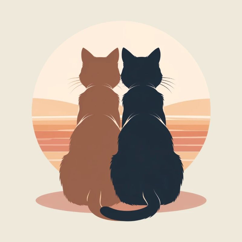 Deux chats au coucher du soleil