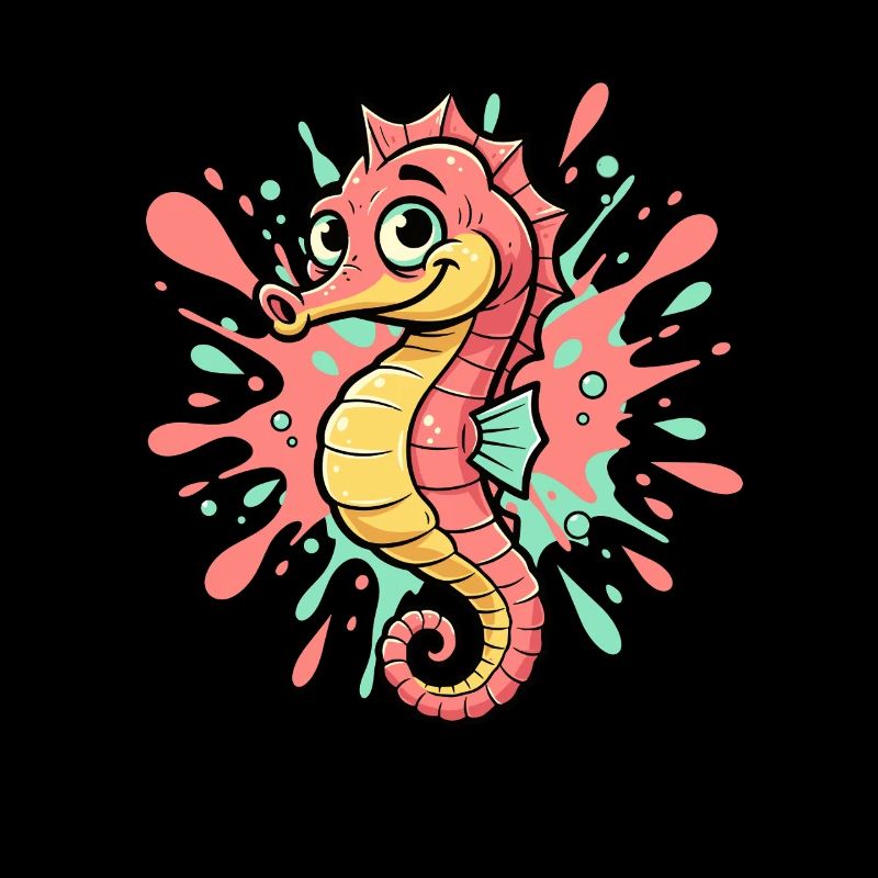 Bunte Seepferdchen Splash Illustration