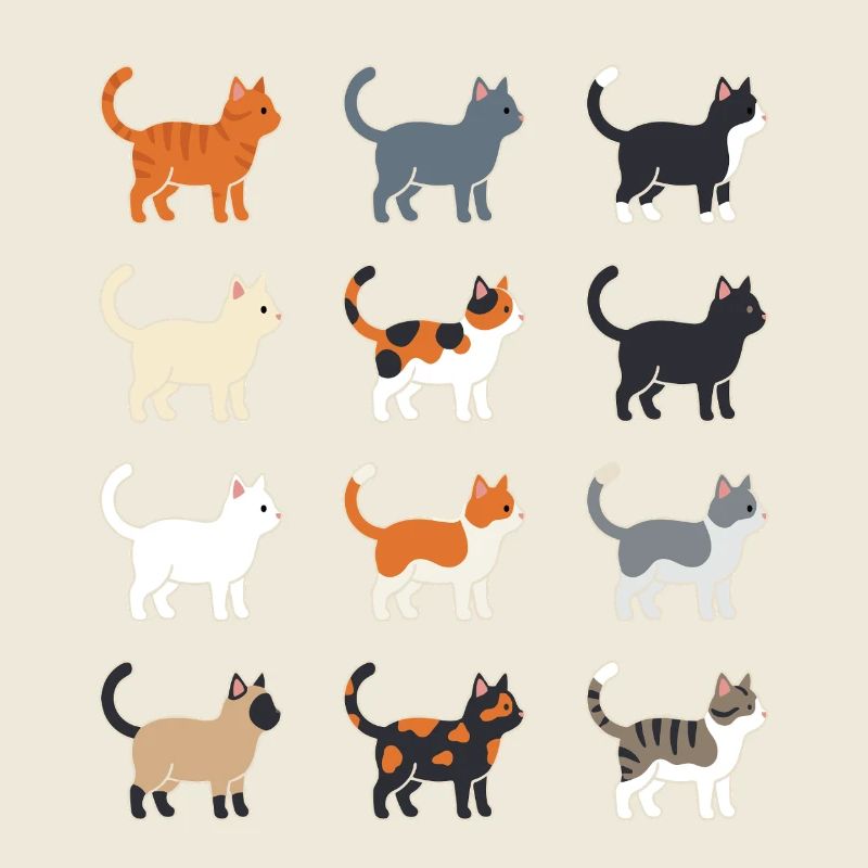 Cats Illustration Grid