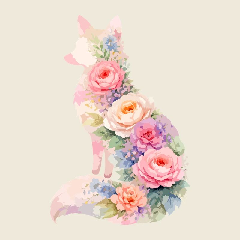Silhouette florale pastel Fox
