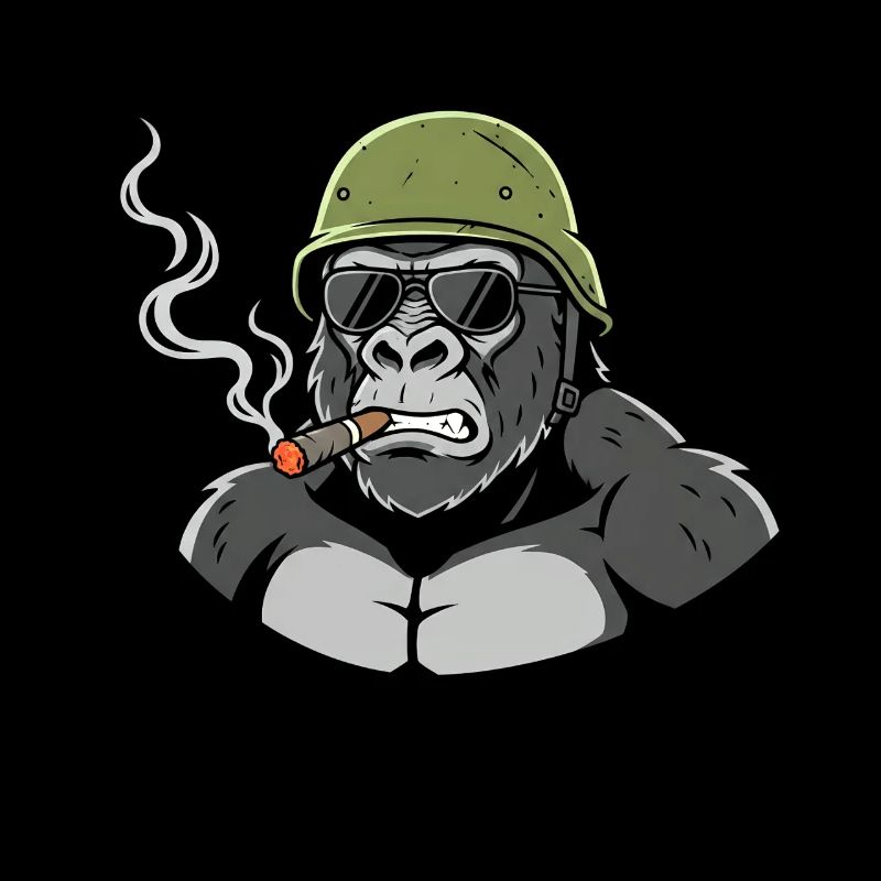 Gorilla Commando mit Zigarre