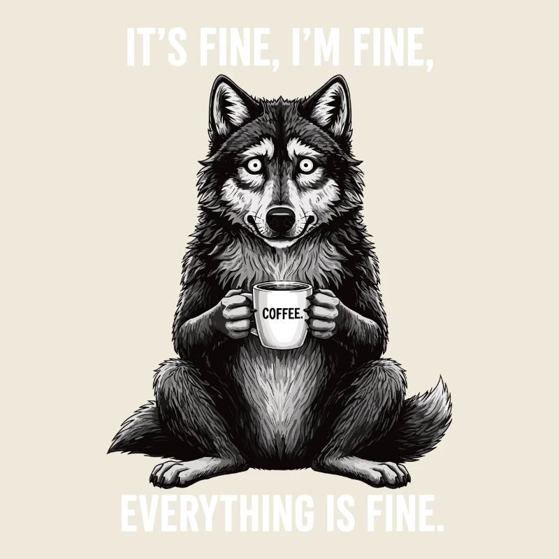 Its Fine Im Fine Coffee Wolf Humor