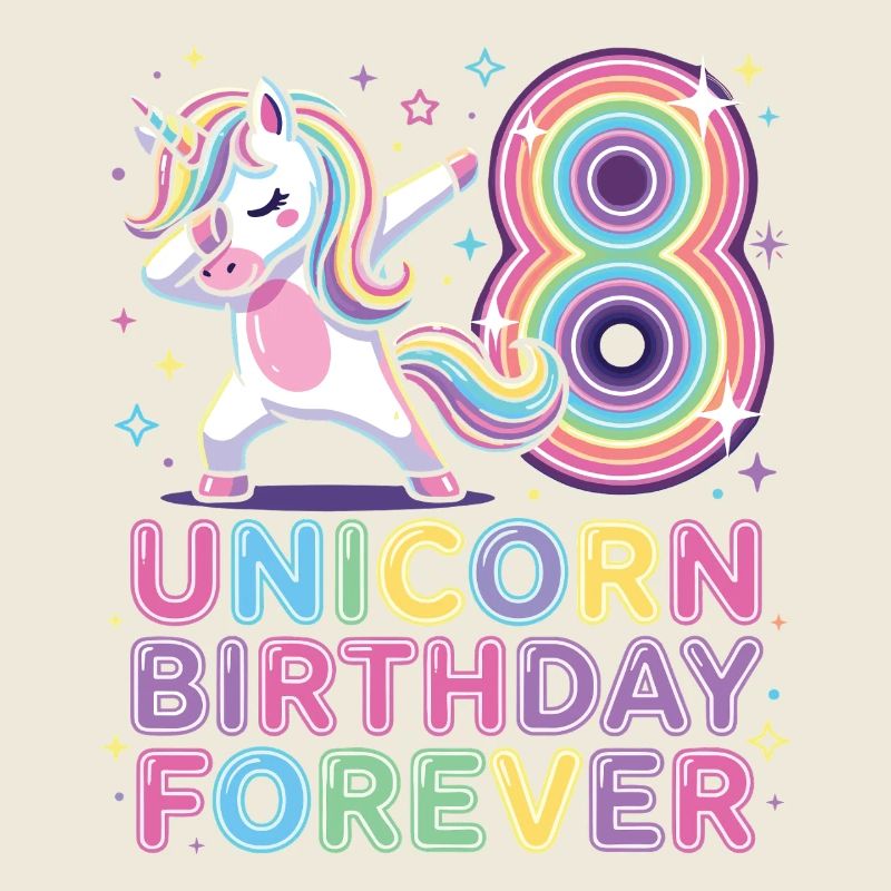 Einhorn 8 Geburtstag Regenbogen Motiv
