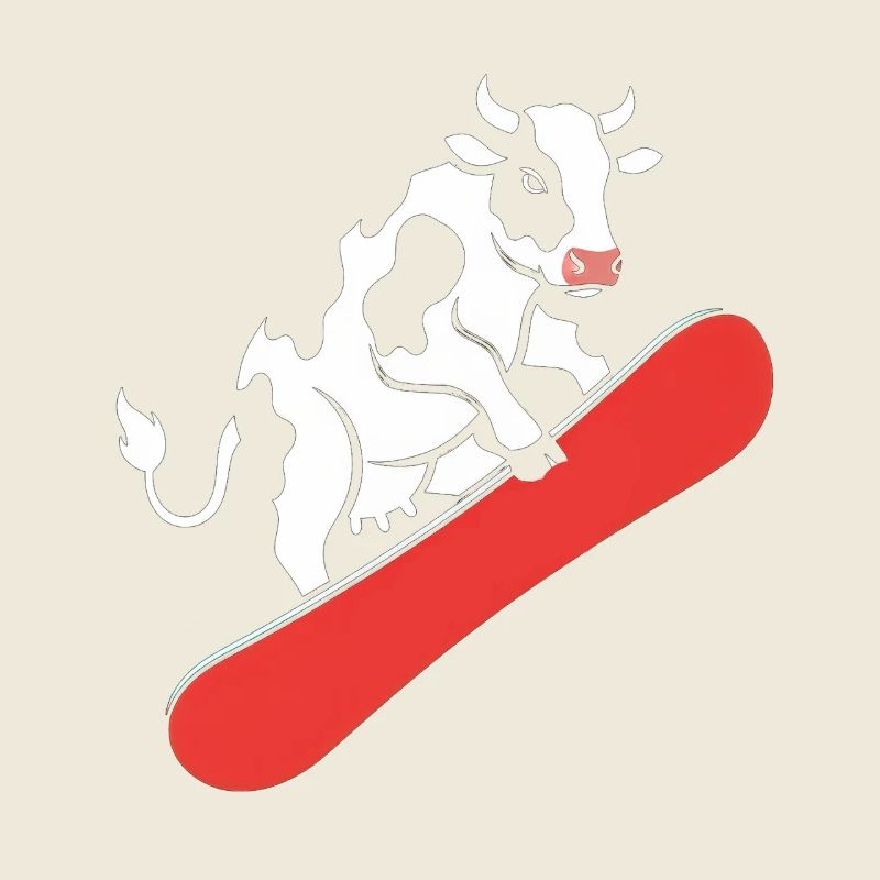 Kuh auf Skateboard