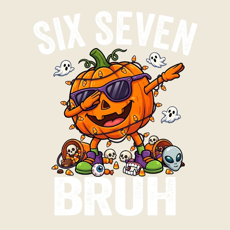 Dabbing Pumpkin Six Seven Bruh 6 7 Halloween 67