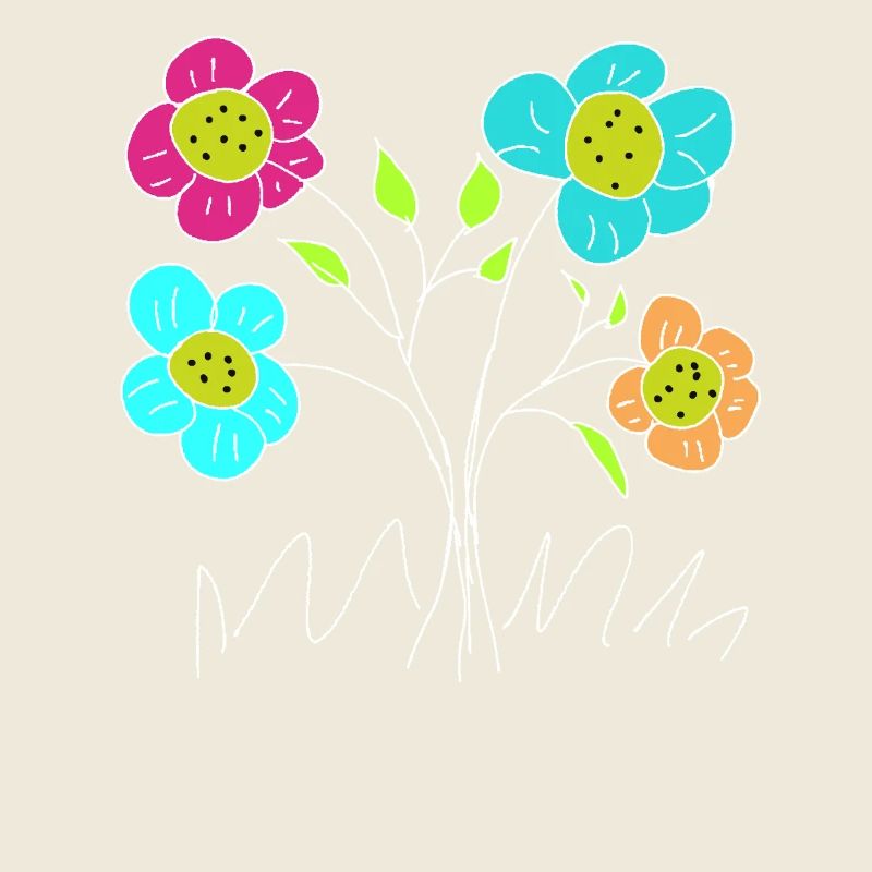 Fröhliche Blumen-Doodle auf Schwarz