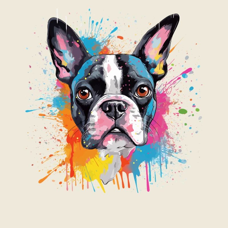 Vivid Splash Boston Terrier Portrait