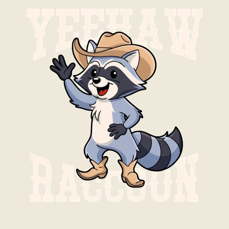 Waschbär-Cowboy-Yeehaw-Grafik