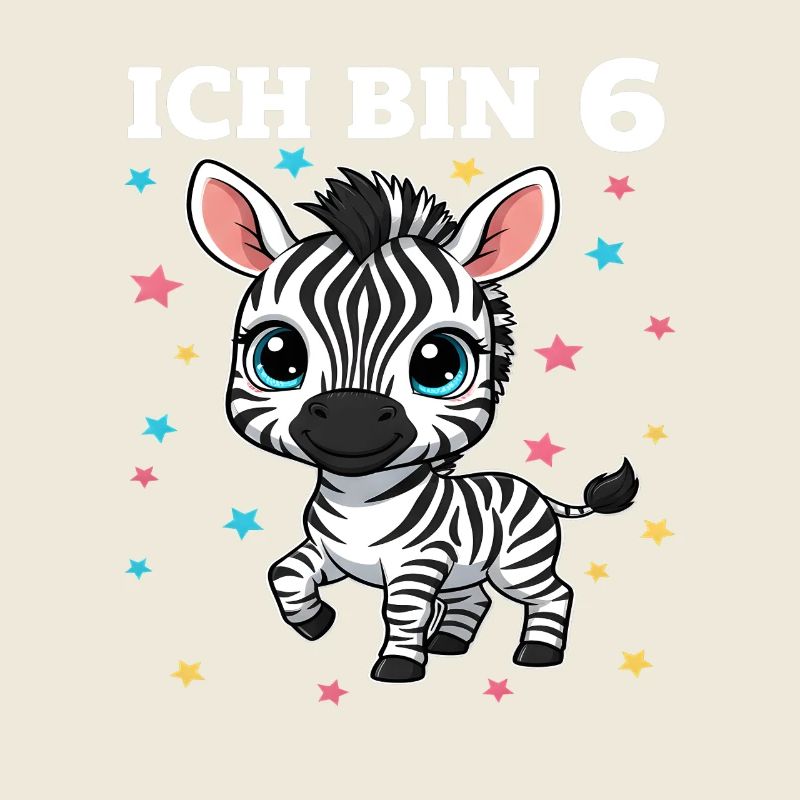 Ich bin 6 - Süßes Zebra zum 6. Geburtstag