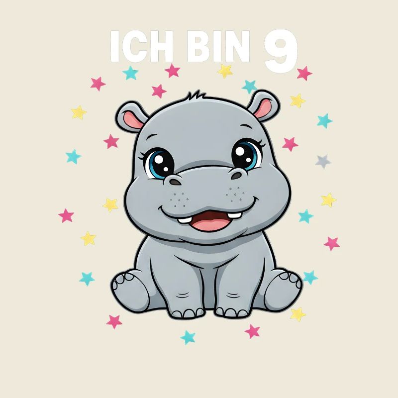Ich bin 9 - Süßes Nilpferd zum 9. Geburtstag