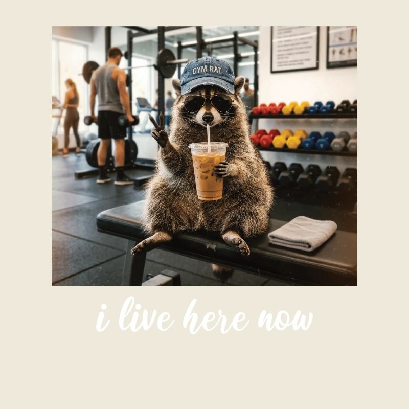 I Live Here Now Raccoon Gym Workout